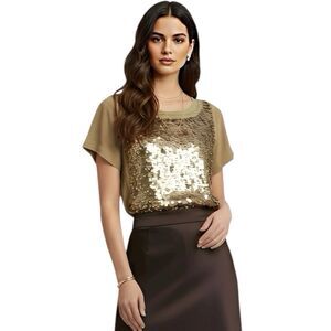 J.Crew Blouse Sz Small 100% Silk Sparkle Sequins Elegant Fall Party Retro Y2k